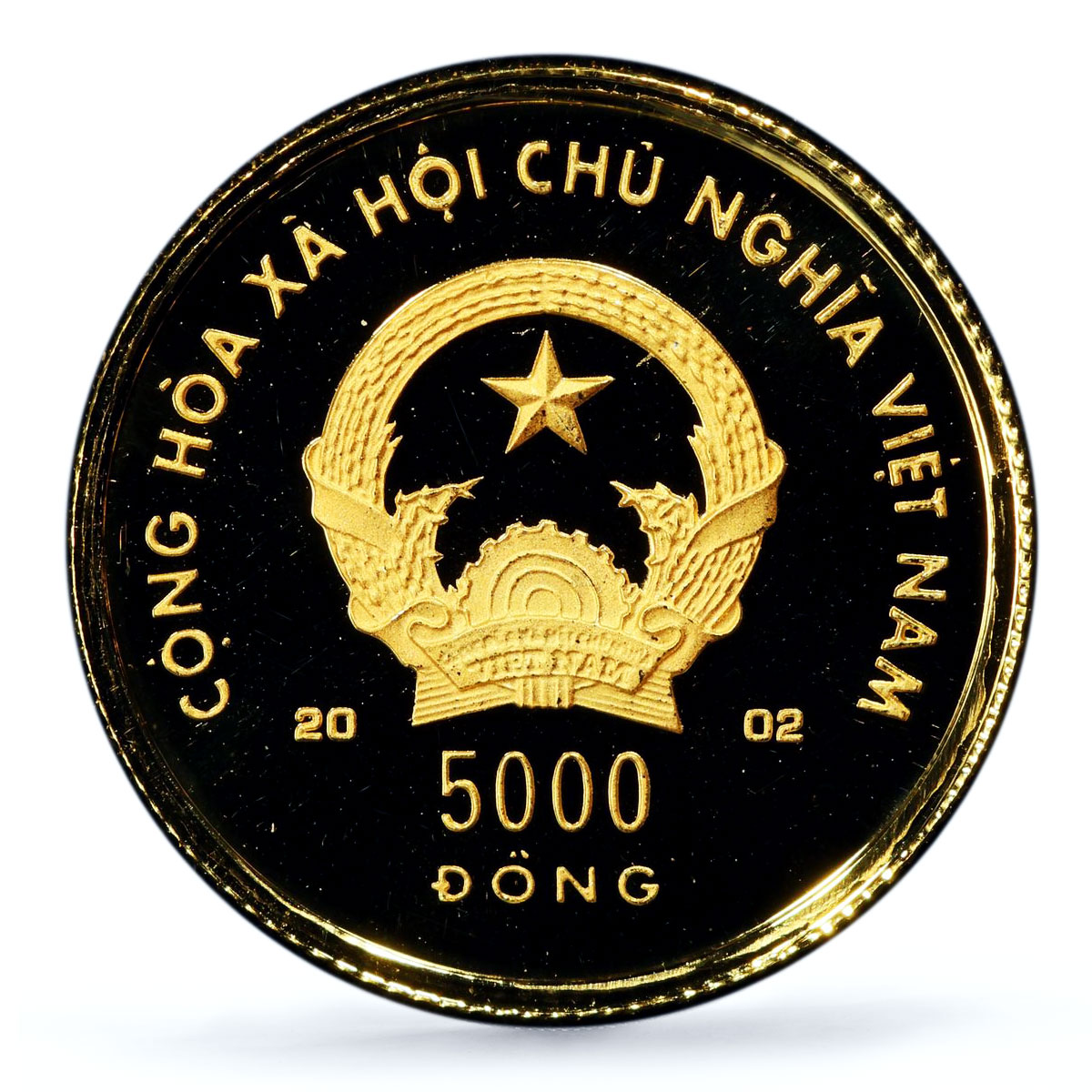 Vietnam 5000 dong Lunar Calendar Year of the Horse PR67 PCGS gold coin 2002