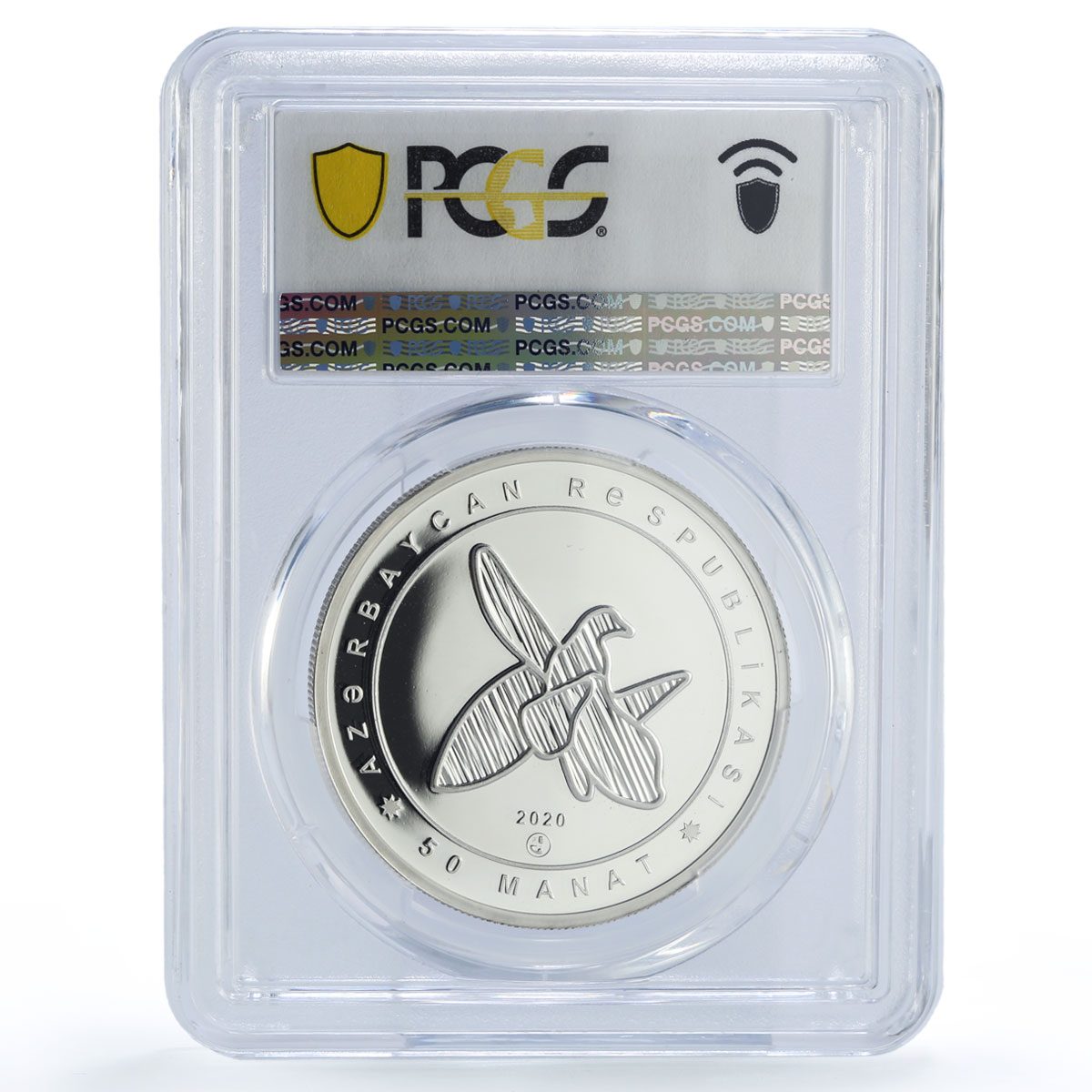 Azerbaijan 50 manat Karabakh War Mosque Fortress PR69 PCGS silver coin 2020