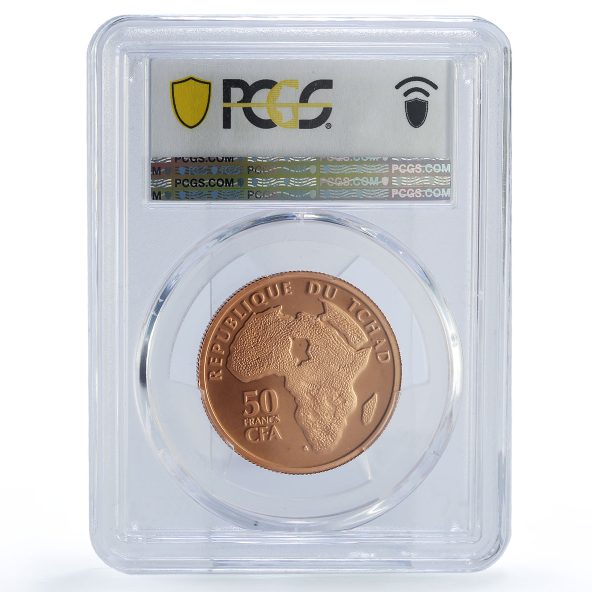 Chad 50 francs Revolutionary Hugo Chavez Politics MS70 PCGS copper coin 2023