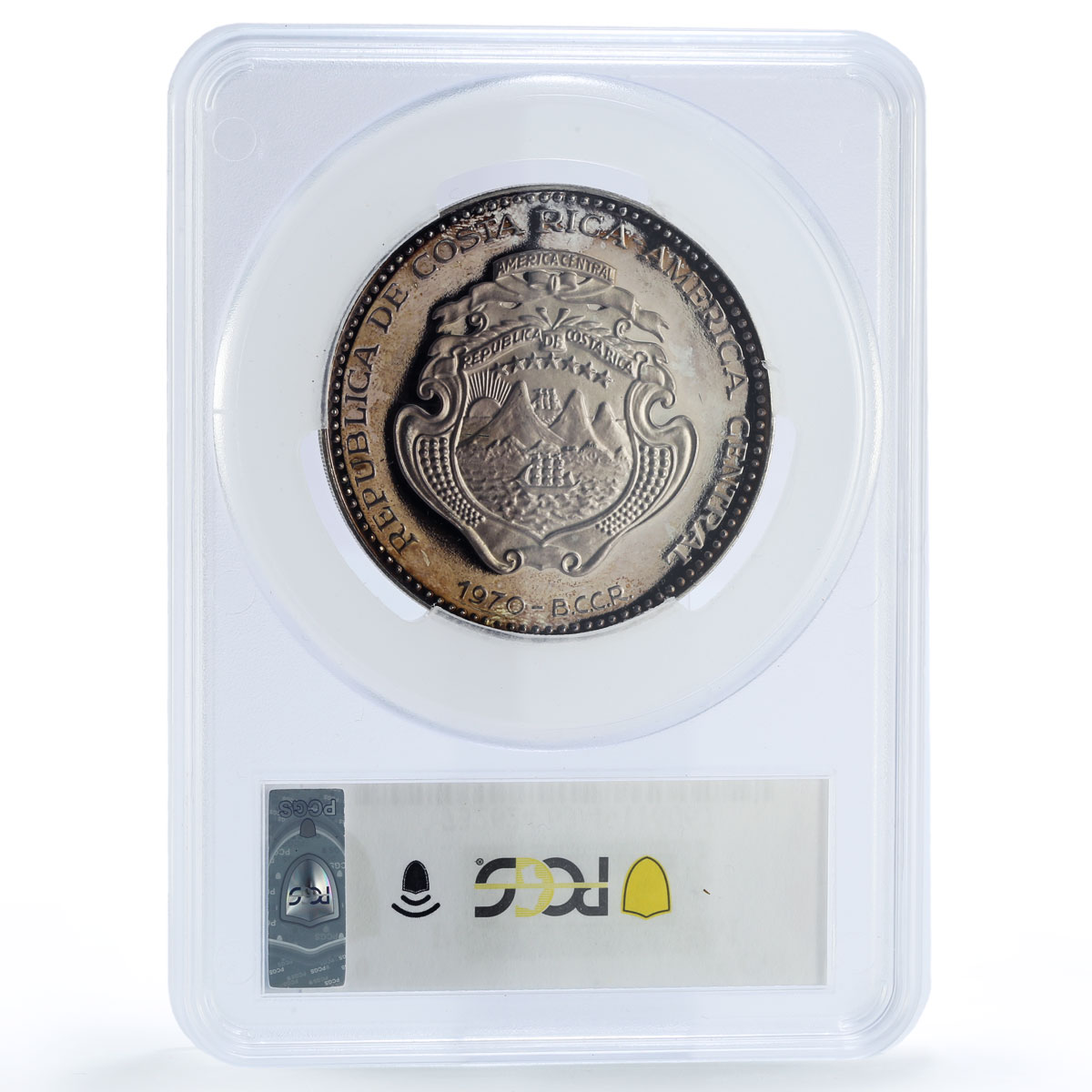 Costa Rica 25 colones Legislation Maternidad Sculpture PR63 PCGS Ag coin 1970