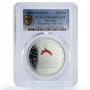 Morocco 250 dirhams Revolution 70th Anniversary PR68 PCGS silver coin 2023