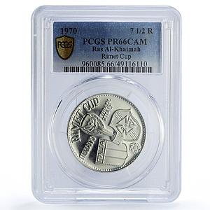 Ras al-Khaimah 7,5 riyals Football Cup Mexico Jules Rimet PR66 PCGS Ag coin 1970