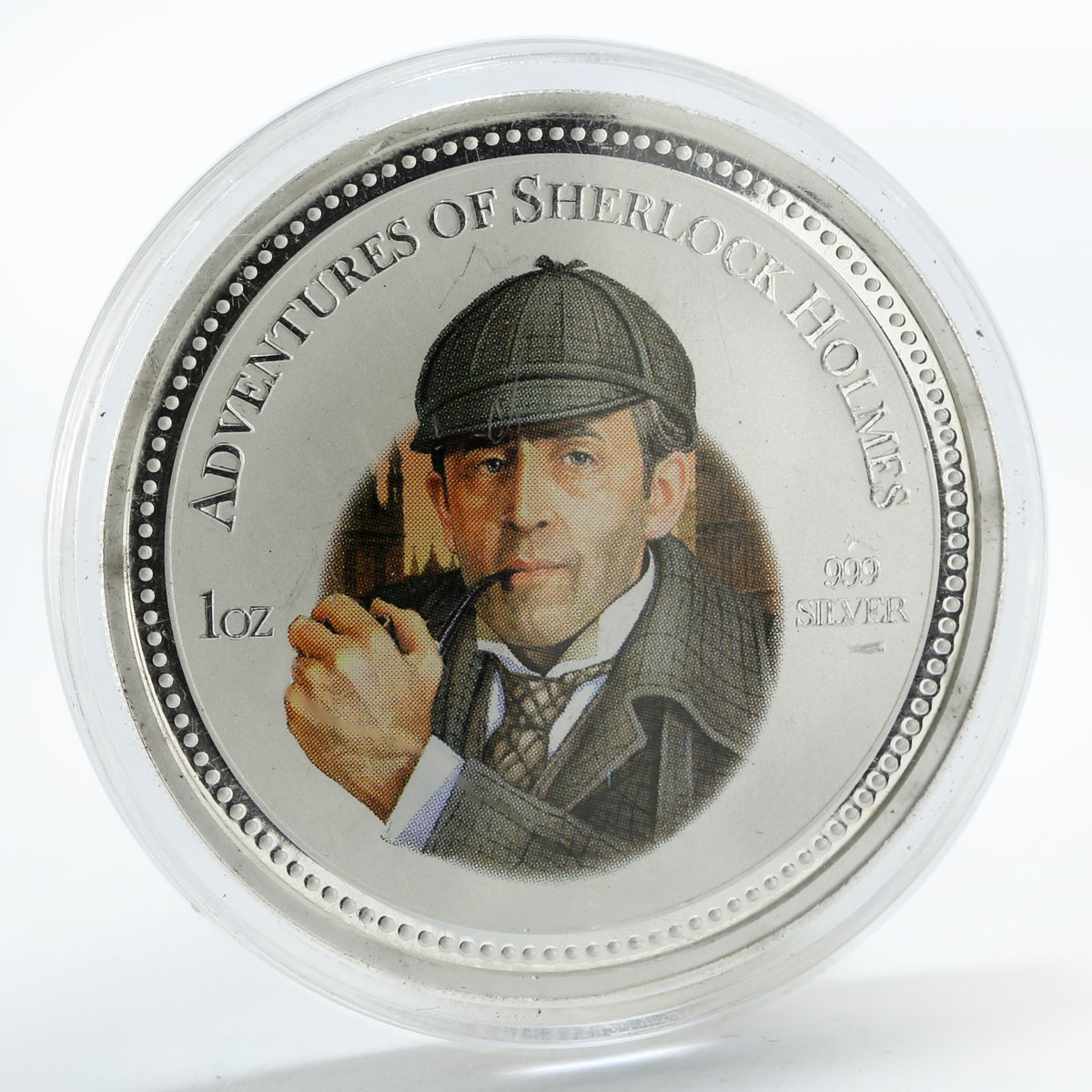 Cook Islands 2 dollars Sherlock Holmes Baskervilles Hound coloured silver coin 2007