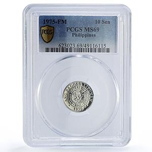 Philippines 10 sen Republic Coinage Francisco Baltasar MS69 PCGS CuNi coin 1975