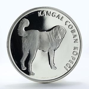 Turkey 20 yeni lira Turkish Kangal Dog proof silver coin 2005