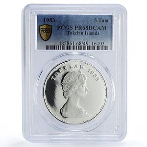 Tokelau 5 tala People on the Beach KM-7 PR68 PCGS silver coin 1983