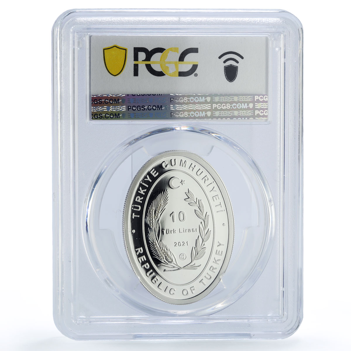 Turkiye 10 lira Clock Towers Nigde Architecture PR67 PCGS silver coin 2021