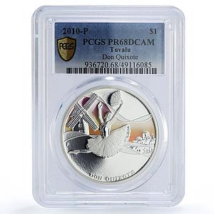 Tuvalu 1 dollar Fairy Tales Ballet Don Quixote Literature PR68 PCGS Ag coin 2010
