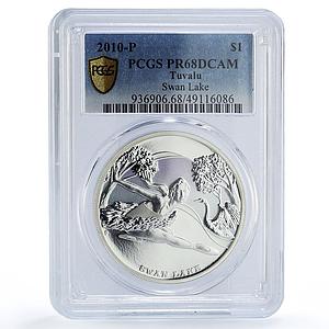 Tuvalu 1 dollar Fairy Tales Ballet Swan Lake Literature PR68 PCGS Ag coin 2010