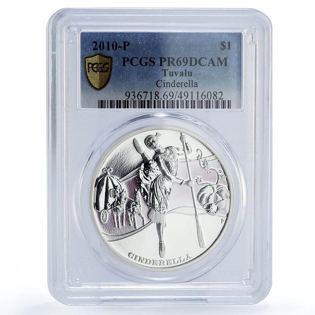 Tuvalu 1 dollar Fairy Tales Ballet Cinderella Literature PR69 PCGS Ag coin 2010