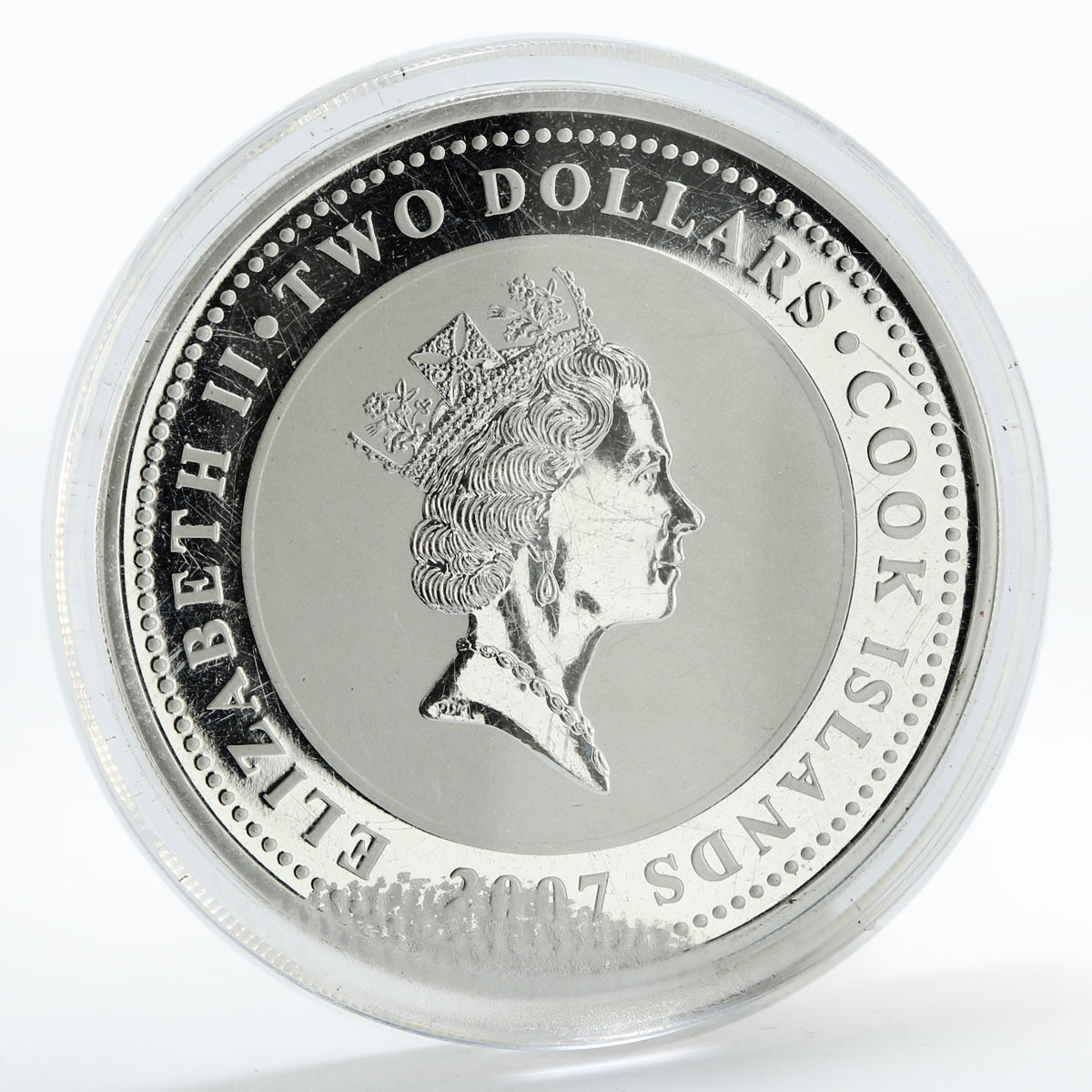 Cook Islands 2 dollars Sherlock Holmes Baskervilles Hound coloured silver coin 2007