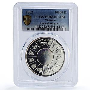 Vietnam 10000 dong Lunar Year of the Horse Hologram PR68 PCGS silver coin 2002