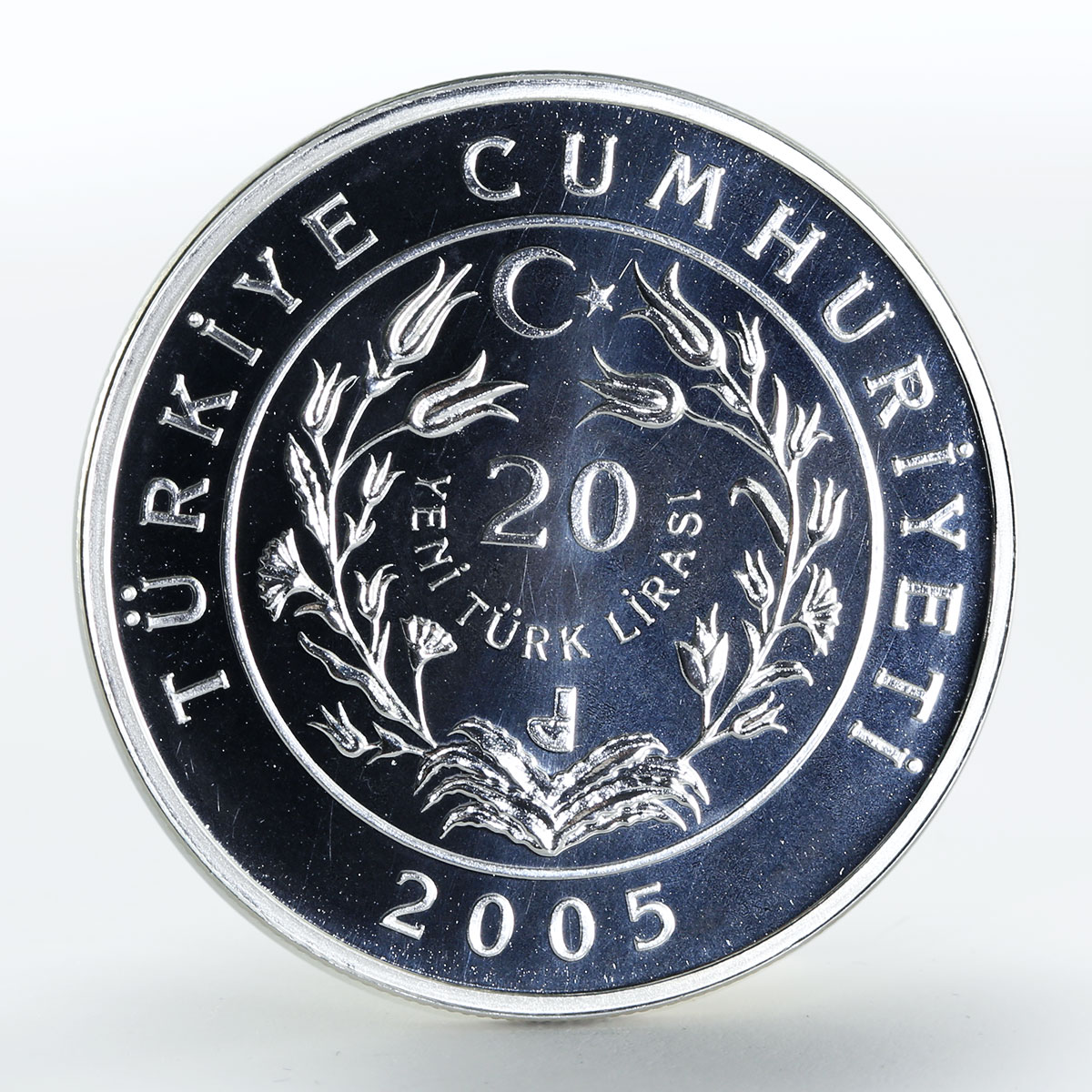 Turkey 20 yeni lira Turkish Kangal Dog proof silver coin 2005