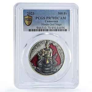 Cameroon 500 francs Buddhism Hinduism Naga Nagi Snake PR70 PCGS silver coin 2023