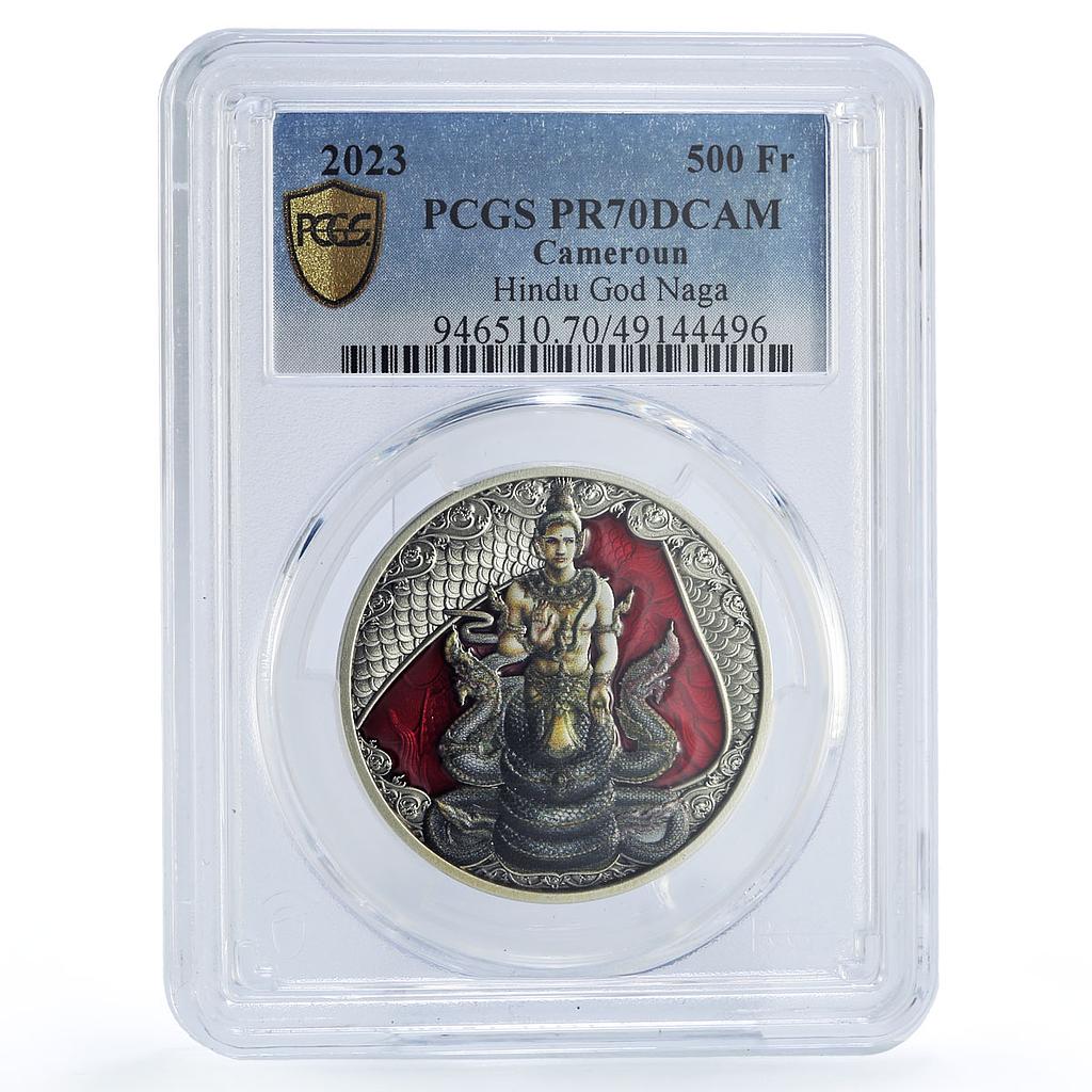 Cameroon 500 francs Buddhism Hinduism Naga Nagi Snake PR70 PCGS silver coin 2023