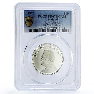 Sealand 10 dollars Prince Roy Jubilee Politics X#4.1 PR67 PCGS silver coin 1977