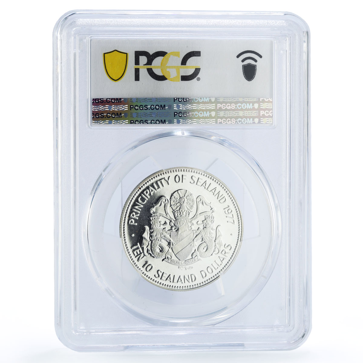 Sealand 10 dollars Prince Roy Jubilee Politics X#4.1 PR67 PCGS silver coin 1977