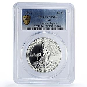 Haiti 50 gourdes Human Rights Politics KM-128 MS69 PCGS silver coin 1977