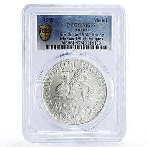 Mexico Olympic Games Aztec Calendar Austria Mint MS67 PCGS silver medal 1968