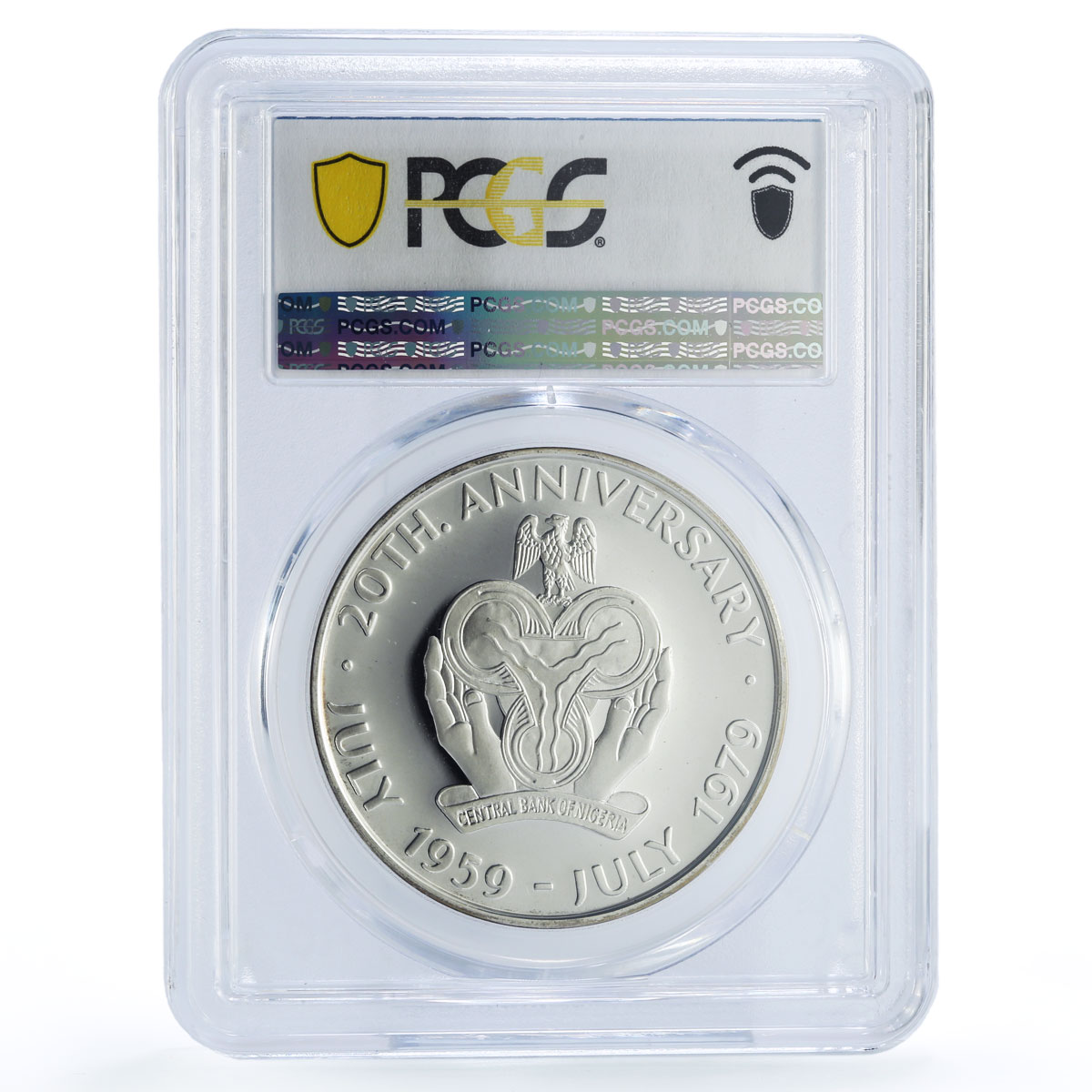 Nigeria Central Bank 20th Anniversary SP65 PCGS silver token medal coin 1979