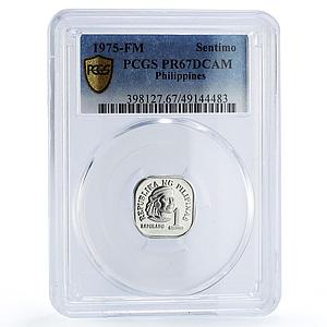 Philippines 1 sentimo Republic Coinage Lapulapu PR67 PCGS aluminum coin 1975