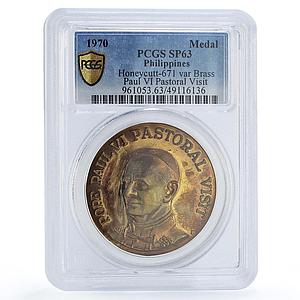 Philippines Pope Paul VI Papal Visit Politics SP63 PCGS brass medal coin 1970