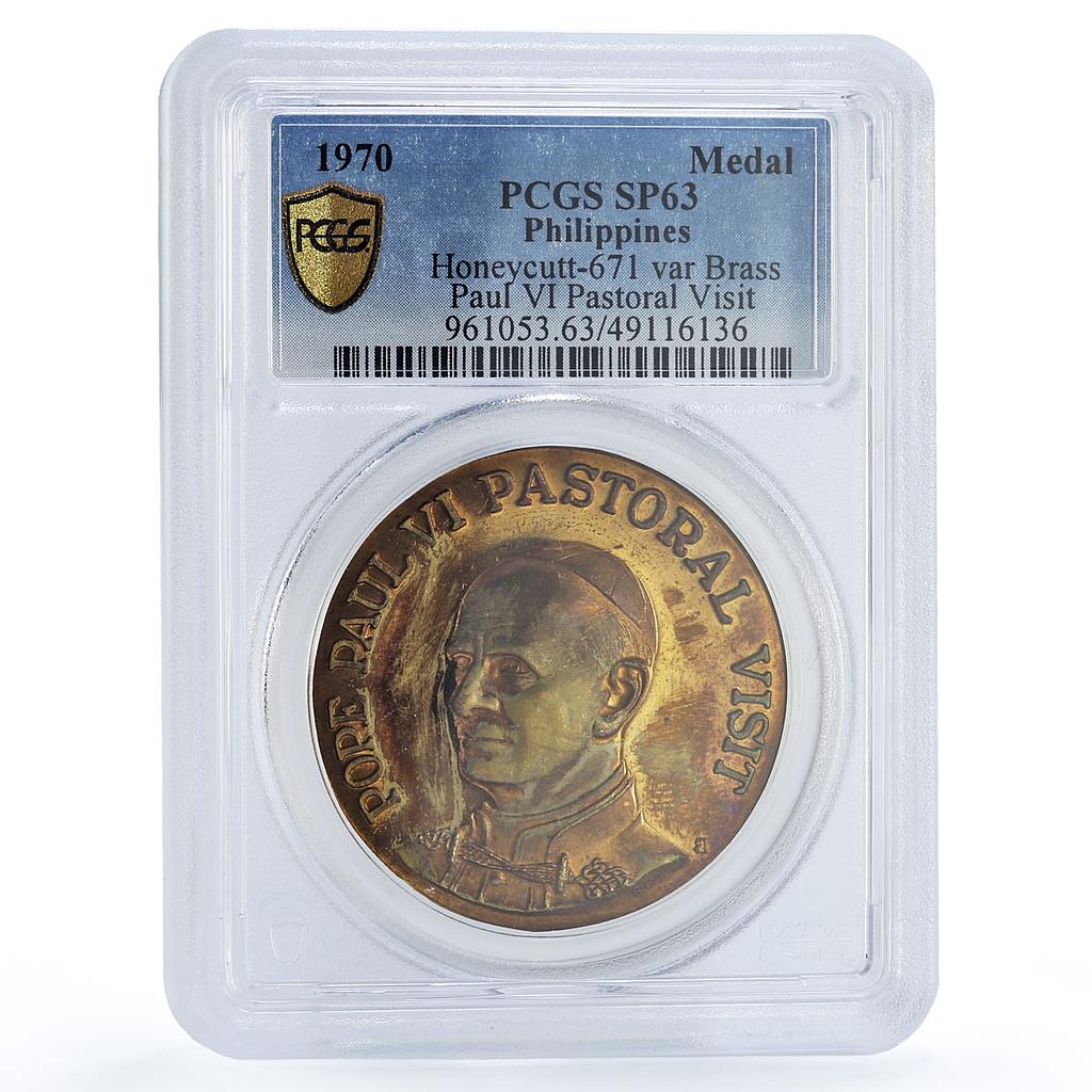 Philippines Pope Paul VI Papal Visit Politics SP63 PCGS brass medal coin 1970