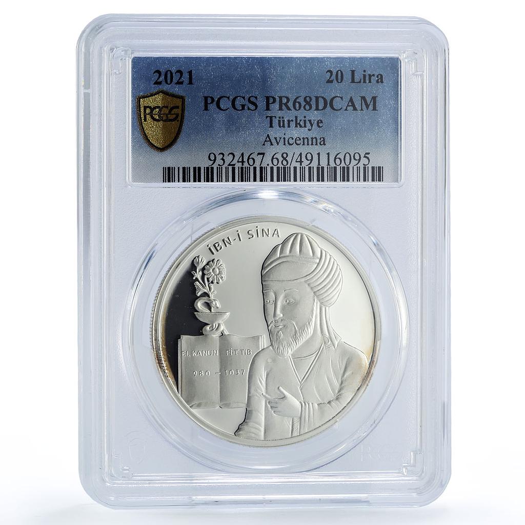 Turkey 20 lira Muslim Scholars Avicenna Ibn Sina PR68 PCGS silver coin 2021
