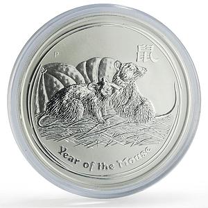 Australia 8 dollars Lunar Calendar II Year of the Mouse 5 oz silver coin 2008