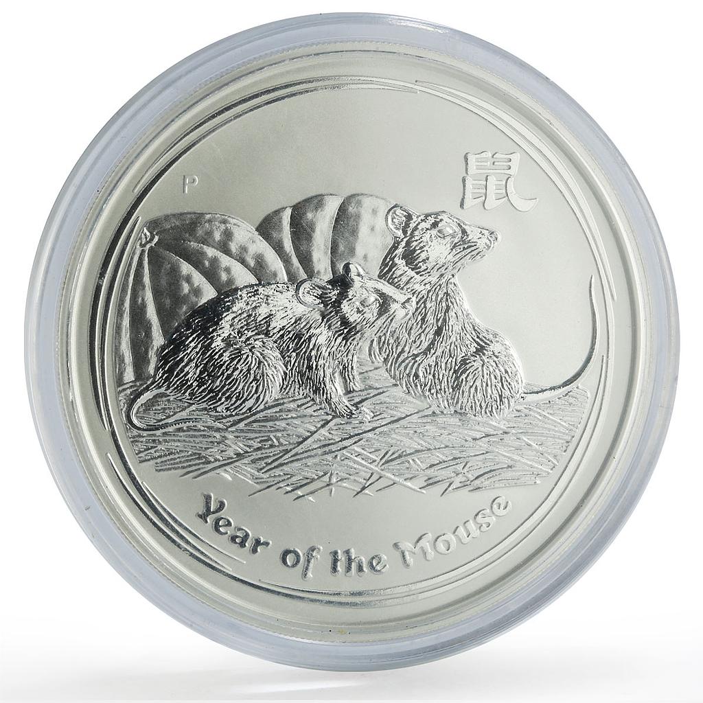 Australia 8 dollars Lunar Calendar II Year of the Mouse 5 oz silver coin 2008