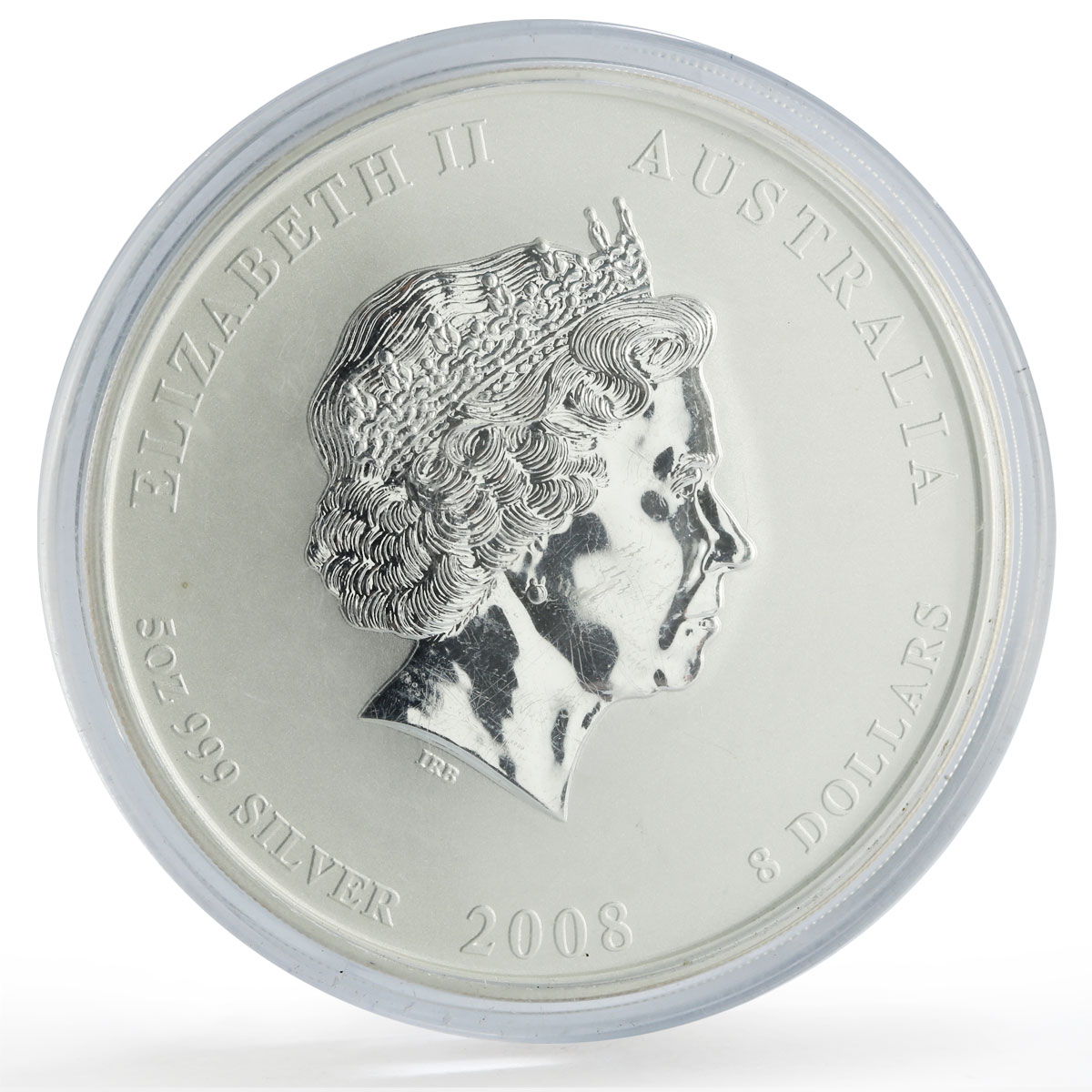 Australia 8 dollars Lunar Calendar II Year of the Mouse 5 oz silver coin 2008