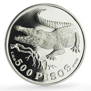 Colombia 500 pesos Conservation Wildlife Crocodile Fauna proof silver coin 1978
