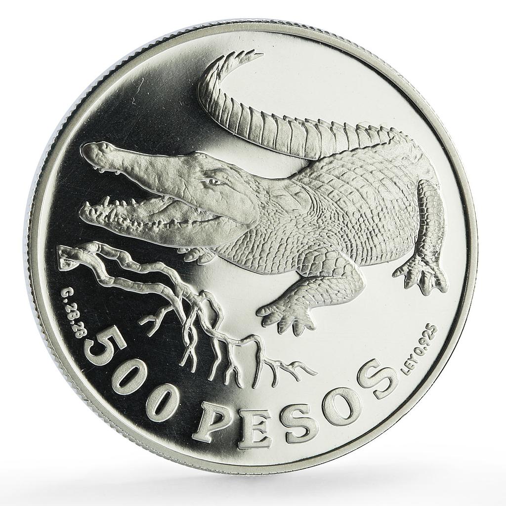 Colombia 500 pesos Conservation Wildlife Crocodile Fauna proof silver coin 1978