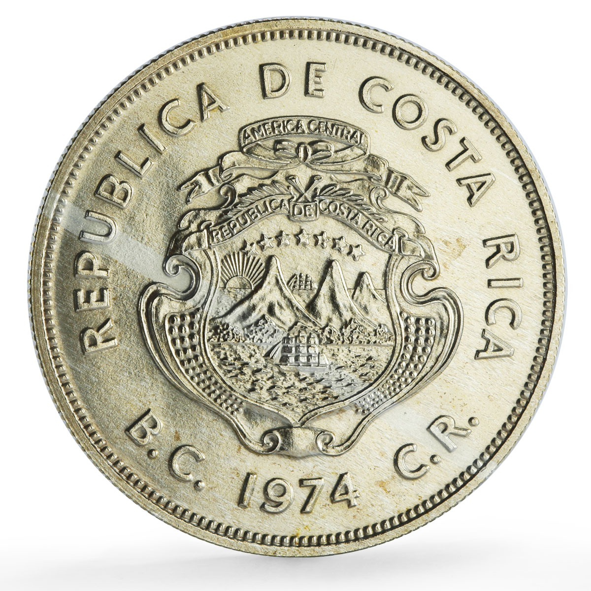 Costa Rica 50 colones Conservation Wildlife Green Turtle Fauna silver coin 1974