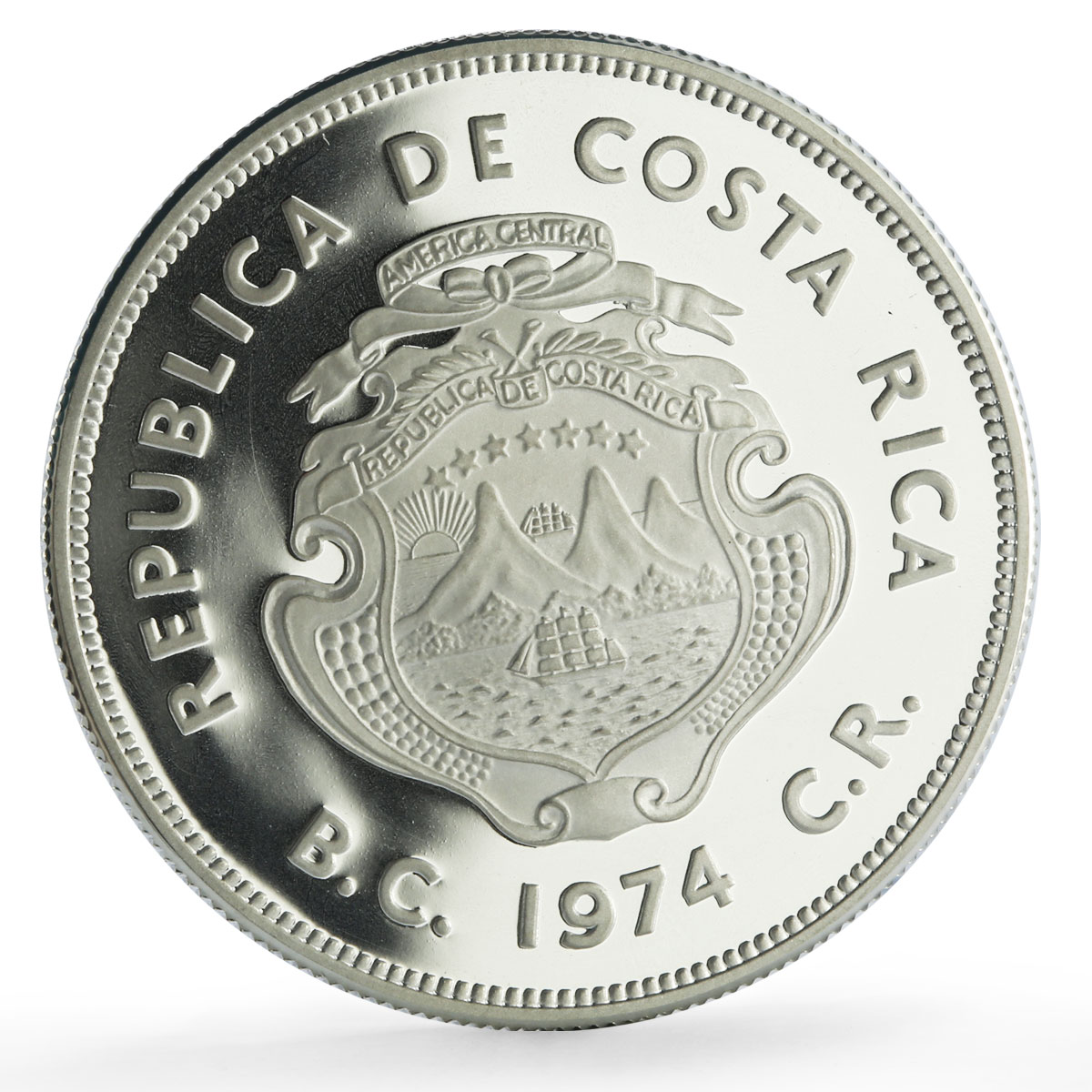 Costa Rica 50 colones Conservation Wildlife Turtle Fauna proof silver coin 1974