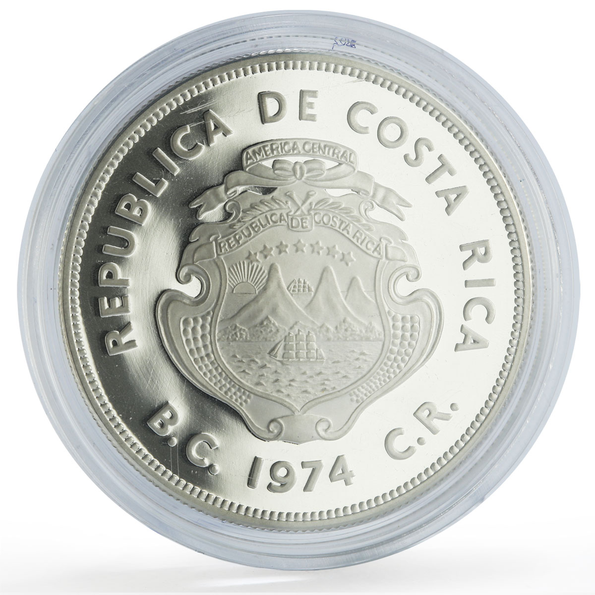 Costa Rica 50 colones Conservation Wildlife Turtle Fauna proof silver coin 1974