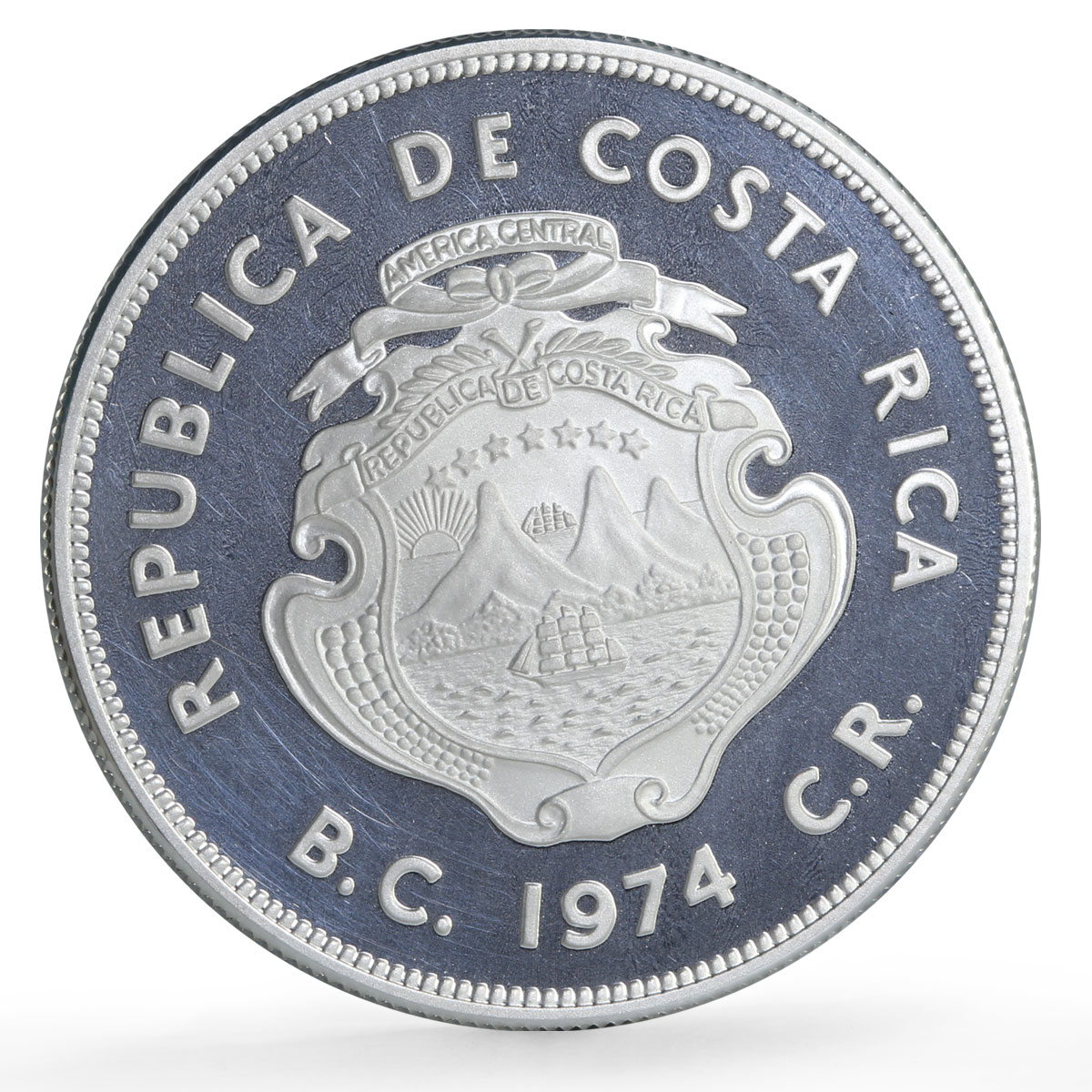 Costa Rica 50 colones Conservation Wildlife Turtle Fauna proof silver coin 1974