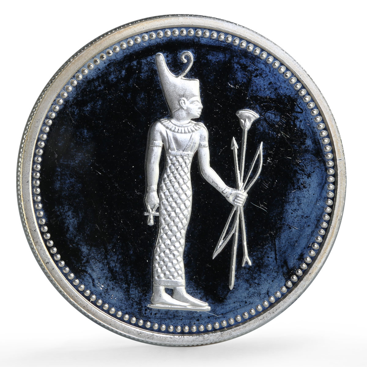 Egypt 5 pounds Ancient Treasures Goddess Neith Statue proof silver coin 1994