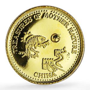 Fiji 10 dollars Treasures China Carp Fish Fauna w/o Pearl proof gold coin 2012