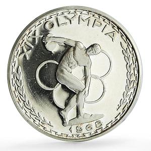 Mexico Olympic Games Aztec Calendar Discobolus Austria Mint silver medal 1968