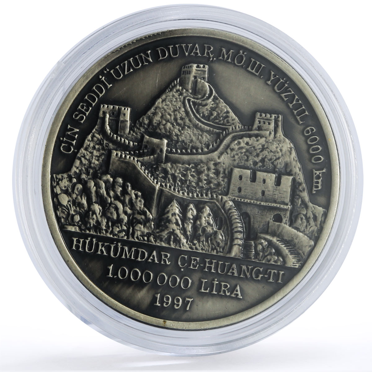 Turkiye 1000000 lira China Great Wall Terracotta Army Silk Way silver coin 1997