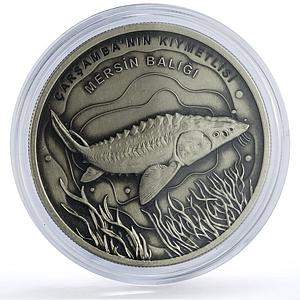 Turkey 20 lira Conservation Wildlife Sturgeon Fish Fauna silver coin 2021