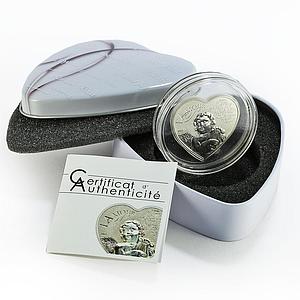 Cameroon 1000 francs Heart of Love Angel Cupid Hologram silver coin 2013