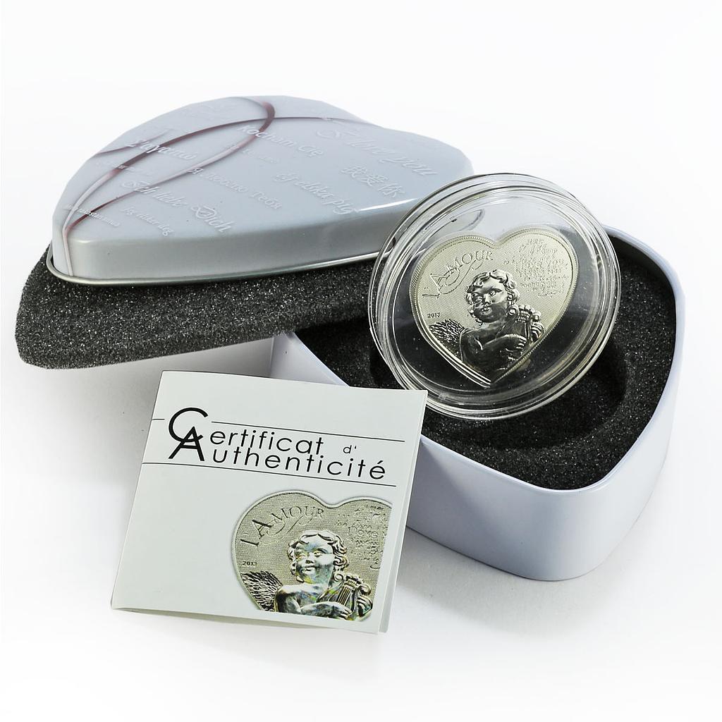 Cameroon 1000 francs Heart of Love Angel Cupid Hologram silver coin 2013