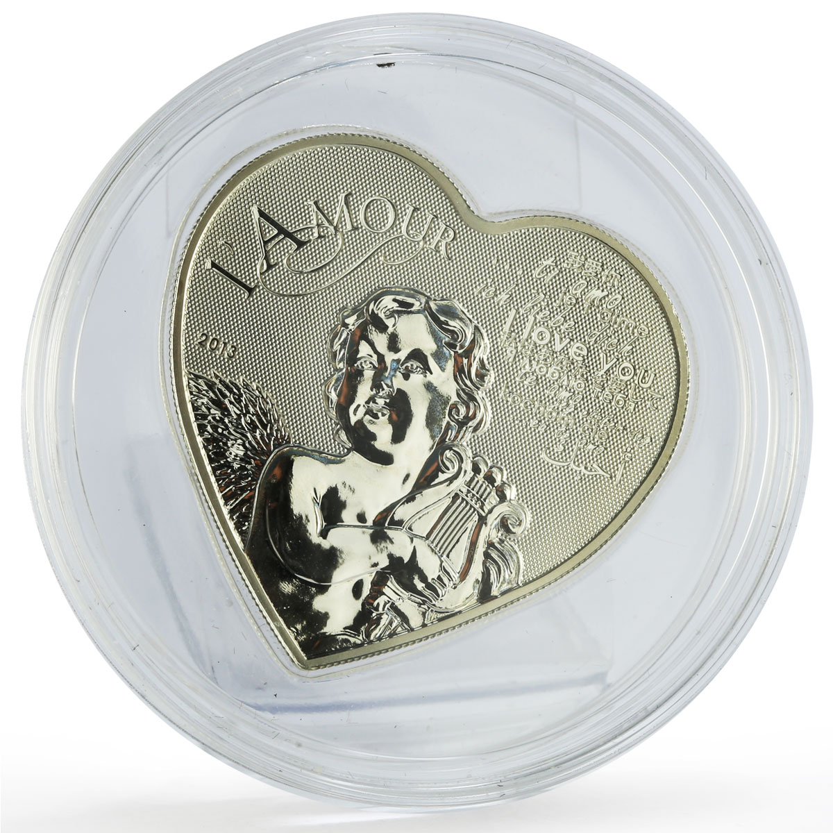 Cameroon 1000 francs Heart of Love Angel Cupid Hologram silver coin 2013