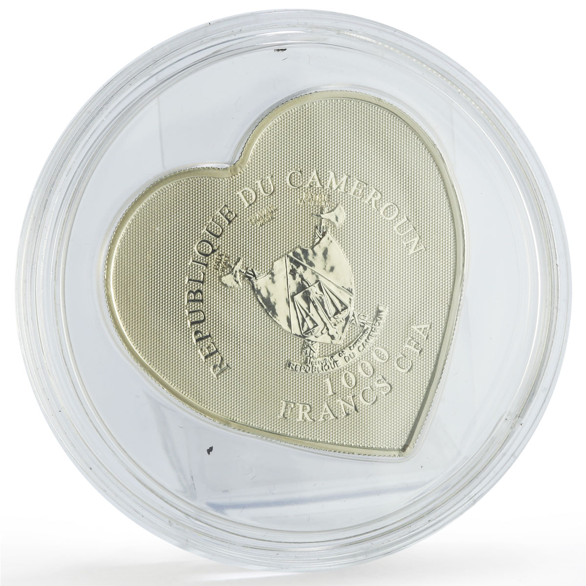 Cameroon 1000 francs Heart of Love Angel Cupid Hologram silver coin 2013