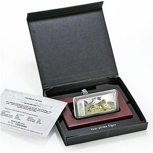 Liberia 10 dollars Lunar Year of the Tiger Lying Tiger proof silver coin 2010