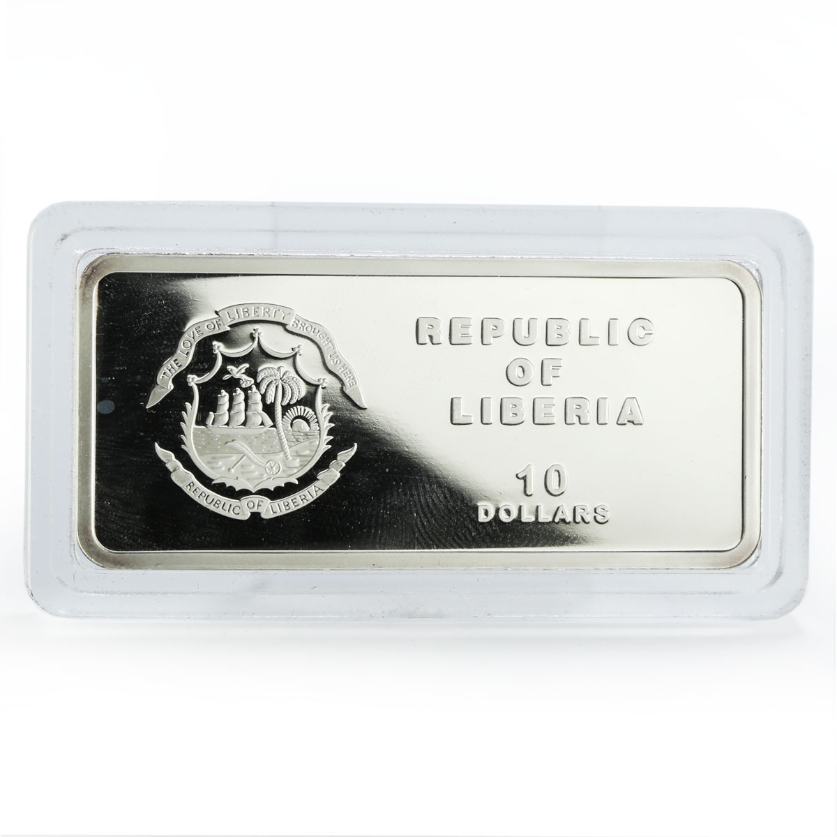 Liberia 10 dollars Lunar Year of the Tiger Lying Tiger proof silver coin 2010
