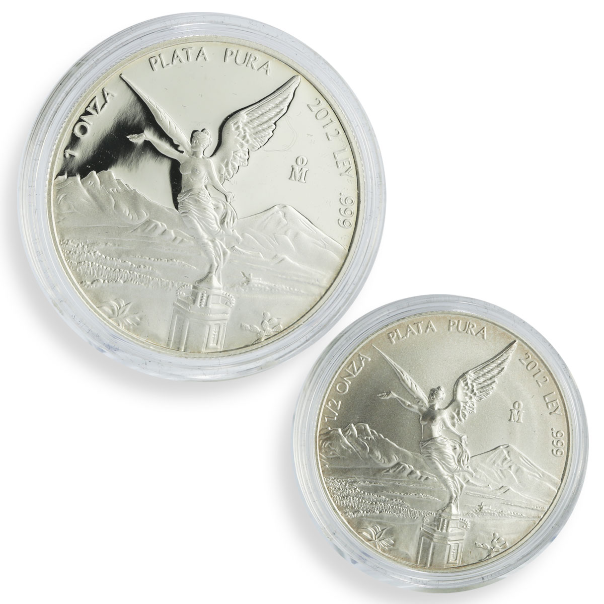 Mexico 1 1/2 onza Set Libertad Angel of Independence PROOF BU silver coins 2012