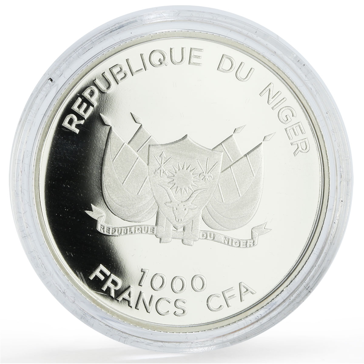 Niger 1000 francs Conservation Wildlife Hippo Fauna w/ Crystal silver coin 2012